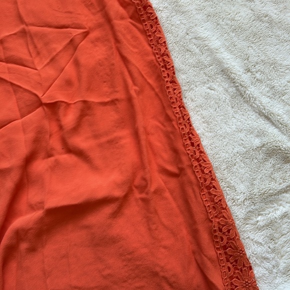 Forever 21 Orange Sleeveless Mini Dress | Boho Floral Lace Trim Summer Medium - Picture 4 of 7